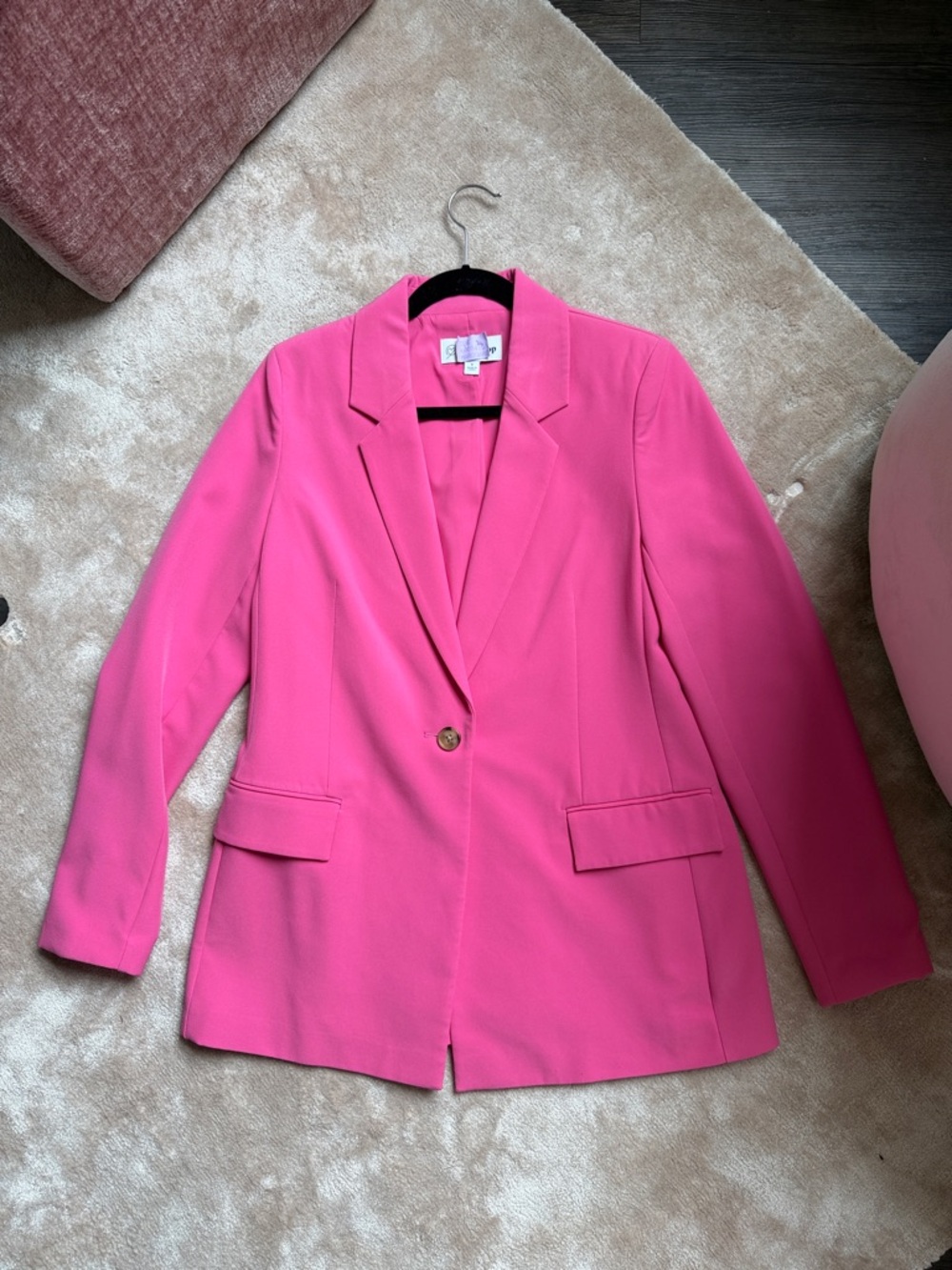 Styled Single-Button Hot Pink Blazer
